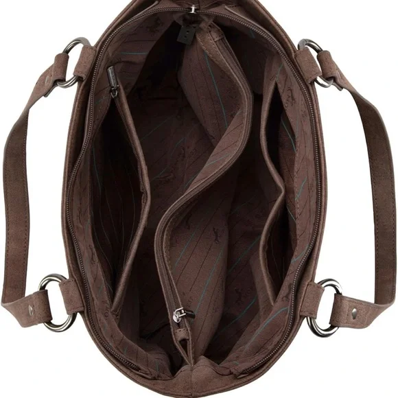 Coffee Women Tooled Shoulder Purse with Wallet 2Pcs Set - Picture 6 of 6